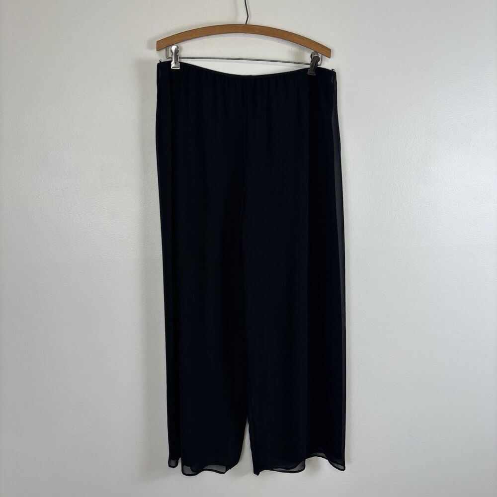 Alex Evenings Womens XL Black Sheer Chiffon Wide Leg Pants Whimsigoth Y2K - Picture 2 of 7